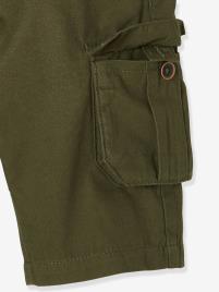 Bermudas estilo militar, para menino verde escuro liso