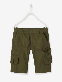 Bermudas estilo militar, para menino verde escuro liso
