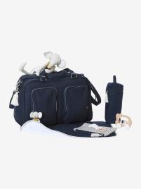 Saco muda-fraldas com vários bolsos Family L, da  azul escuro liso