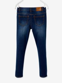 Jeans slim morfológicos, bordados, para menina, medida das ancas LARGA azul escuro liso