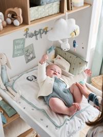 Colchão de mudas BIO NATURE, com capa + 2 tapetes branco claro liso com motivo