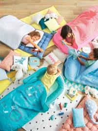 Saco-cama com colchão integrado, tema Fada rosa estampado