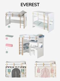 Tenda reversível, para cama,  tema Jungle imaginaire branco claro liso com motivo