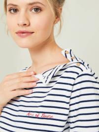 Camisola estilo marinheiro para personalizar azul escuro as riscas