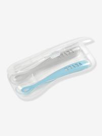 Lote de 2 colheres ergonómicas de aprendizagem + caixa de transporte, da BEABA azul medio liso