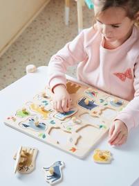 Puzzle com botões, Classe verte, em madeira FSC® sem cor