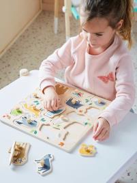 Puzzle com botões, Classe verte, em madeira FSC® sem cor