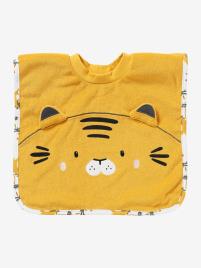 Babete grande, de enfiar amarelo escuro liso com motivo