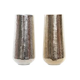 Vaso DKD Home Decor Alumínio Moderno Prateado (2 pcs) (11 x 11 x 23.5 cm)