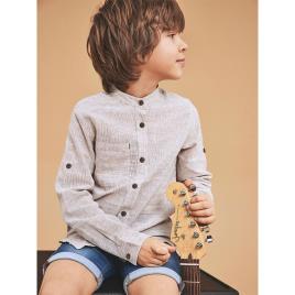 Name It Camisa De Manga Longa Fish 146-152 cm Brown Lentil / Detail Striped