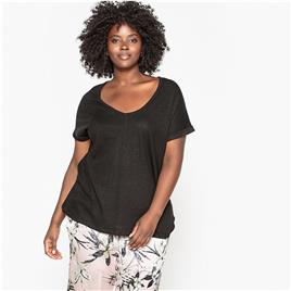 La Redoute Collections Plus T-shirt com decote em V, algodão/linho
