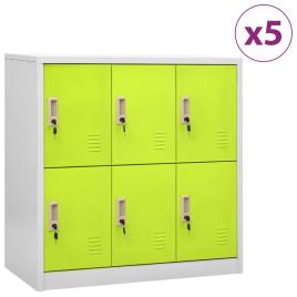 vidaXL Cacifos 5 pcs 90x45x92,5 cm aço cinzento-claro e verde