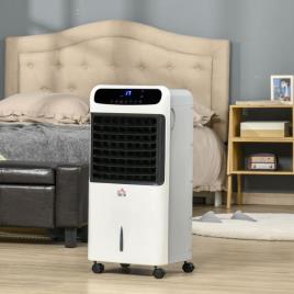 Ar Condicionado Humidificador Enfriador de Ar com Rodas Depósito de 12L Controle Remoto 3 Modos de Velocidade Temporizador 12h