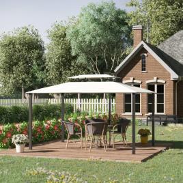 Teto de Substituição 4x3m para Pérgola de Jardim 2 Níveis Respirável com 8 Orifícios de Drenagem Cobertura Superior de Substitu