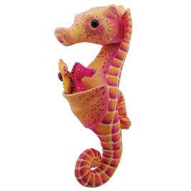 Wild Republic Seahorse Dad With Babies Teddy One Size Orange / Red