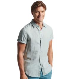 Superdry Camisa De Manga Curta Studios Linen S Blue Surf