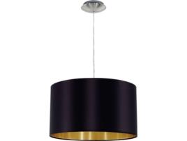 Candeeiro Suspenso EGLO Maserlo (Preto - E27 - 1 x 60 W - Aço e Tecido)