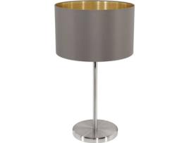 Candeeiro de Mesa EGLO Maserlo Cappuccino (Bege - E27 x 1 x 60 W - Aço e Tecido)