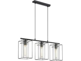 Candeeiro Suspenso EGLO 3 Loncino (Preto - E27 - 3 x 180 W - Aço e Vidro)