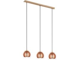 Candeeiro Suspenso  3 Rocamar (Cobre - E27 - 3 x 180 W - Aço e Vidro)