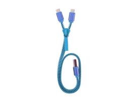 Cabo  Zip (USB - 2 Micro-USB - 0.35m - Azul)