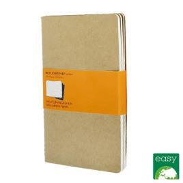 Bloco de Notas Cahier, 21 x 13 cm, 40 Folhas, Pautado, Capa Soft em Cartão, Castanho Kraft, 3 Unidades