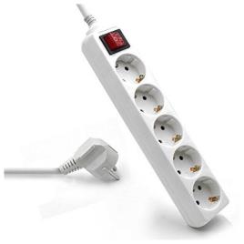 Extensão com 5 Tomadas com Interruptor  EW3916 Schuko Branco