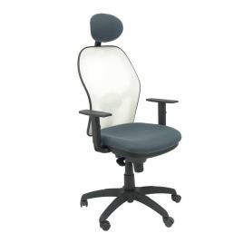 Silla de Oficina Jorquera malla blanca asiento bali gris oscuro con cabecero fijo