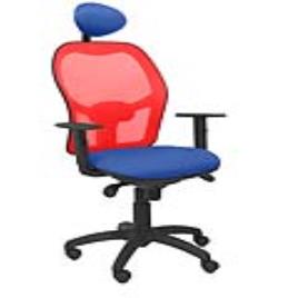Silla de Oficina Jorquera malla roja asiento bali azul con cabecero fijo