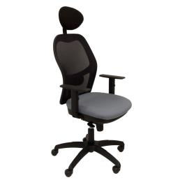 Silla de Oficina Jorquera malla negra asiento bali gris medio con cabecero fijo