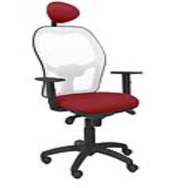 Silla de Oficina Jorquera malla blanca asiento bali granate con cabecero fijo