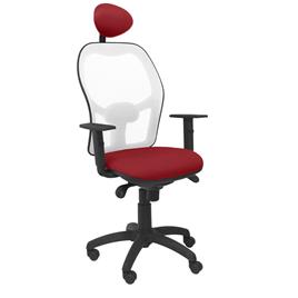 Silla de Oficina Jorquera malla blanca asiento bali granate con cabecero fijo