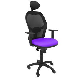 Silla de Oficina Jorquera malla negra asiento bali lila con cabecero fijo