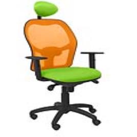 Silla de Oficina Jorquera malla naranja asiento bali verde pistacho con cabecero fijo