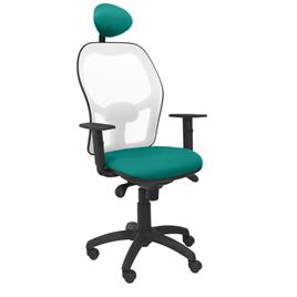 Silla de Oficina Jorquera malla blanca asiento bali verde claro con cabecero fijo