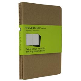 MOLESKINE Bloco de Notas Cahier, 14 x 9 cm, 32 Folhas, Liso, Capa Soft em Cartão, Castanho Kraft, 3 Unidades