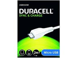 Cabo DURACELL USB5023W (USB - Micro-USB - 2m - Branco)