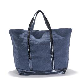 Carteira em linho com purpurinas e lantejoulas