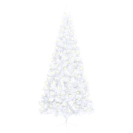vidaXL Meia árvore de Natal artificial LED e suporte 240 cm PVC branco