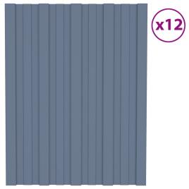 vidaXL Painel de telhado 12 pcs 60x45 cm aço galvanizado cinzento