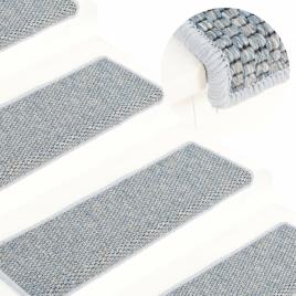 vidaXL Tapetes escada adesivos aspeto sisal 15 pcs 65x25 cm azul