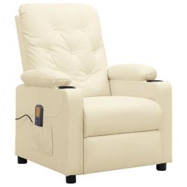 vidaXL Poltrona de massagens reclinável couro artificial cor creme