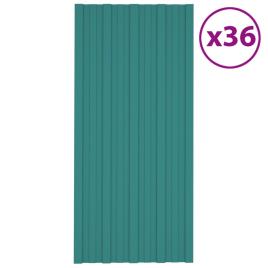 vidaXL Painéis de telhado 36 pcs 100x45 cm aço galvanizado verde