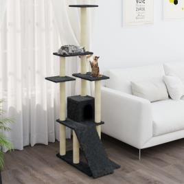 vidaXL Árvore p/ gatos c/ postes arranhadores sisal 155cm cinza-escuro
