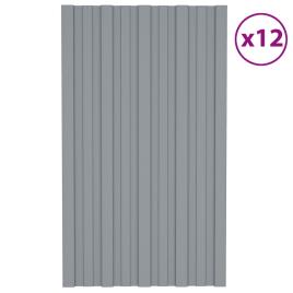 vidaXL Painéis de telhado 12 pcs 80x45 cm aço galvanizado prateado