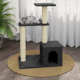 vidaXL Árvore p/ gatos c/ postes arranhadores sisal 71 cm cinza-escuro