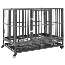 vidaXL Jaula para cães com rodas aço 92x62x76 cm