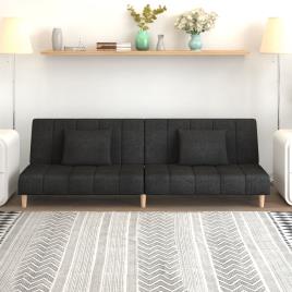 vidaXL Sofá-cama de 2 lugares tecido preto