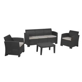 Chillvert Conjunto De Móveis De Jardim De Resina Efeito Ratã Salerno One Size Chocolate / Beige