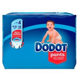 Dodot - Fraldas Pants T4- (9-15 kg) 34 Unidades